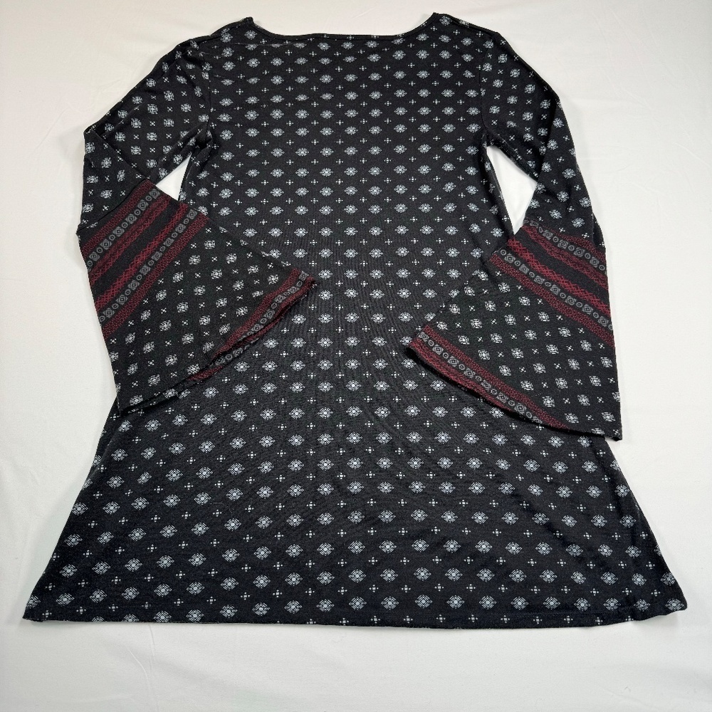 LOL Always Long Sleeve Knee Length Casual Dress Womens Size M Black Bell Sleeve - Picture 2 of 8